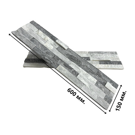 3d панели из натурального камня. Кварцит бело-серый (Классик)