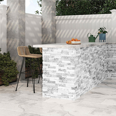 3d панели из натурального камня. Кварцит бело-серый (Классик)