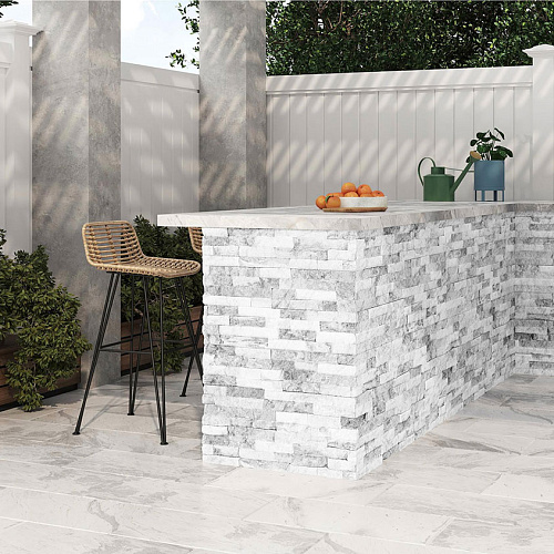 3d панели из натурального камня. Кварцит бело-серый (Классик)