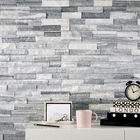 3d панели из натурального камня. Кварцит бело-серый (Классик)