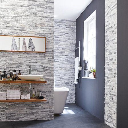 3d панели из натурального камня. Кварцит бело-серый (Классик)