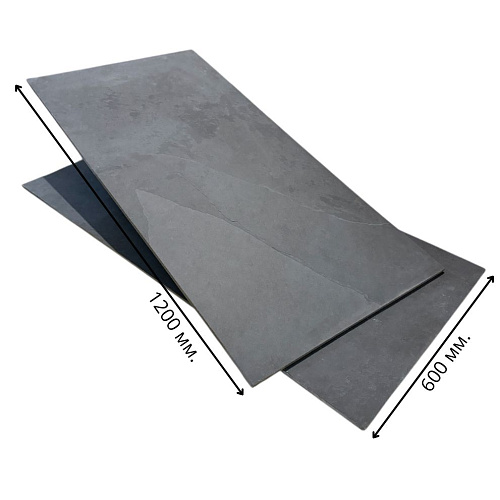 Сланец чёрный (натуральный скол) 600х1200 мм.