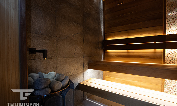 Сланец "Сильвер Грей" в сауне