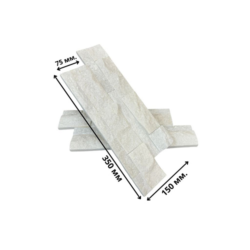 3Д панели из натурального камня. Кварцит белый (Лёгкая-Лайт)