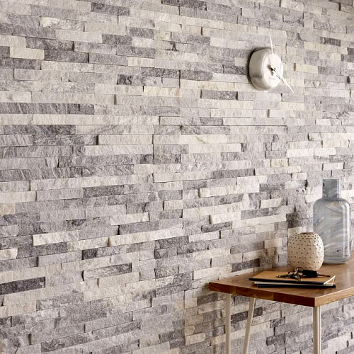 3d панели из натурального камня. Кварцит бело-серый (Классик)