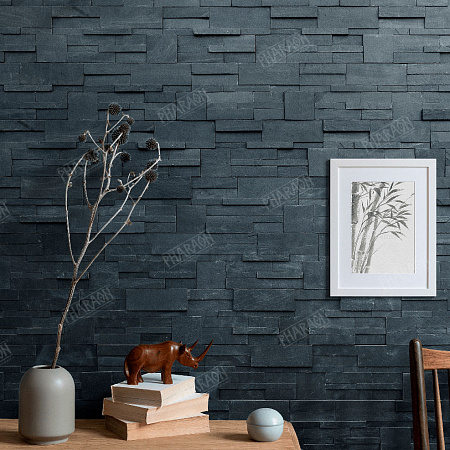 3Д панели из натурального камня. Сланец чёрный (Модерн)