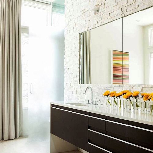 3Д панели из натурального камня. Кварцит белый (Лёгкая-Лайт)