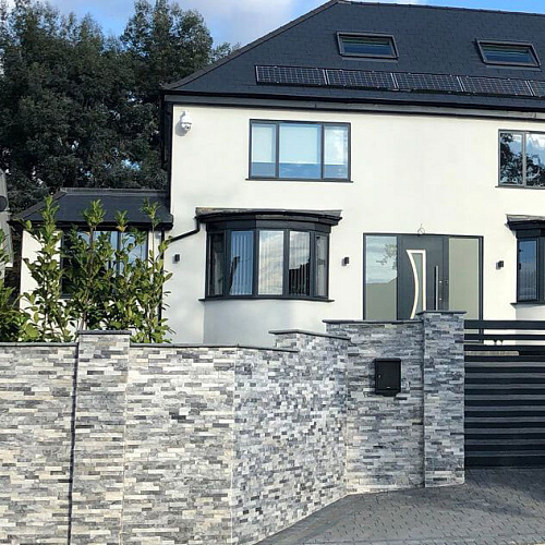 3d панели из натурального камня. Кварцит бело-серый (Классик)