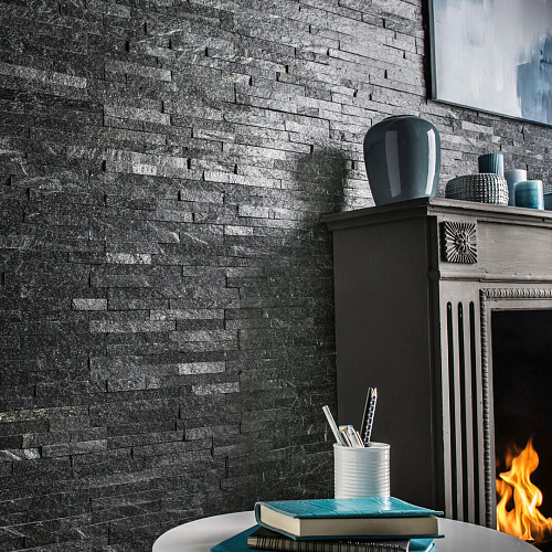 3d панели из натурального камня. Кварцит чёрный (Лайт)