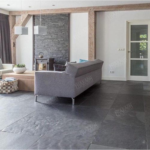 Сланец чёрный (натуральный скол) 600х600 мм.