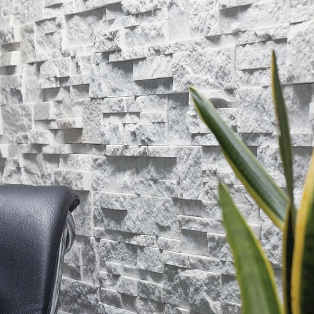 3Д панели из натурального камня. Кварцит белый (Модерн)