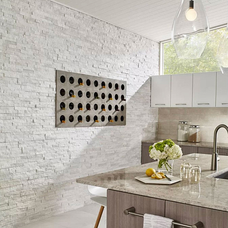 3d панели из натурального камня. Кварцит белый (Классик)