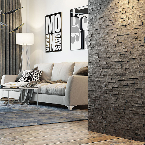 3d панели из натурального камня. Кварцит чёрный (Лайт)