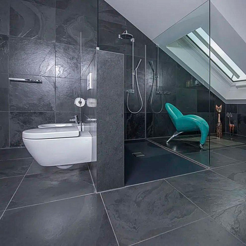 Сланец чёрный (браш) 600х600 мм.