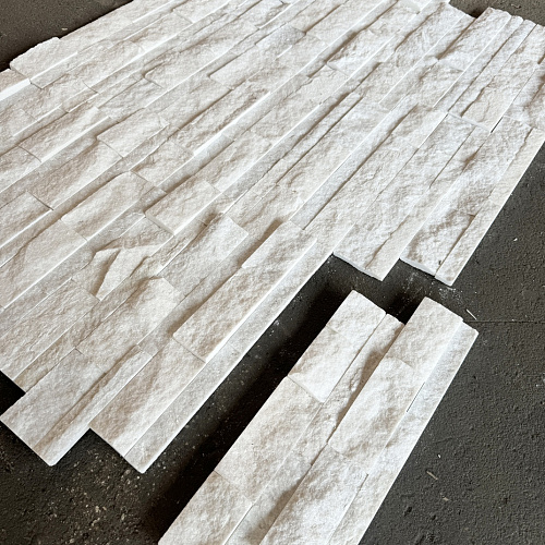 3Д панели из натурального камня. Кварцит белый (Лёгкая-Лайт)