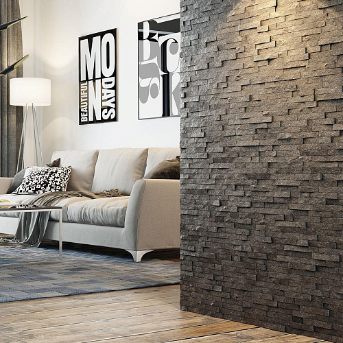 3Д панели из натурального камня. Кварцит чёрный (Неоклассика) 