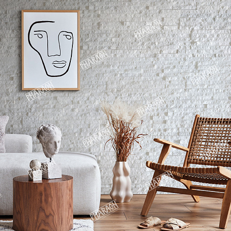 3Д панели из натурального камня. Кварцит белый (Классика)