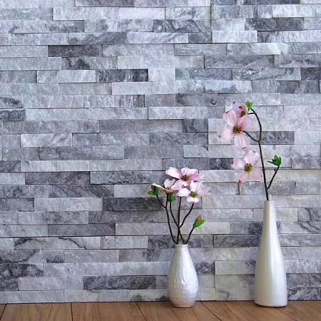 3d панели из натурального камня. Кварцит бело-серый (Классик)