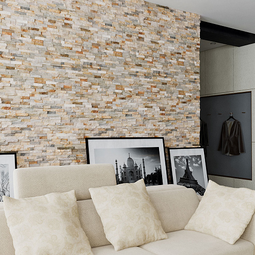 3Д панели из натурального камня. Сланец бежевый (Классика)