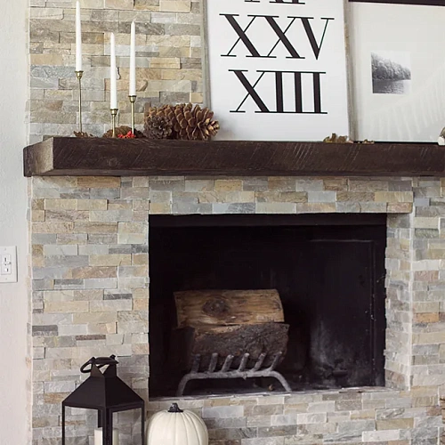 Сланец бежевый Лайт — 3Д-панели для отделки камина