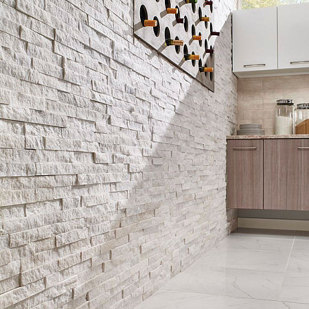 3d панели из натурального камня. Кварцит белый (Классик)