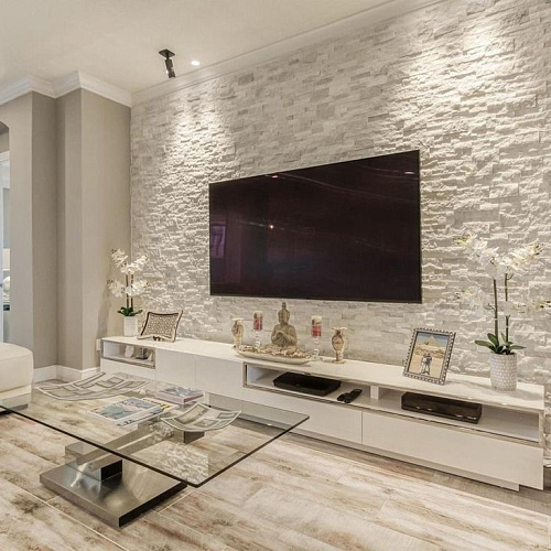 3Д панели из натурального камня. Кварцит белый (Лёгкая-Лайт)