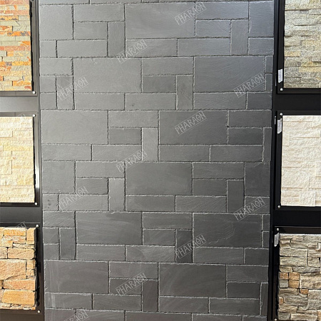 Сланец чёрный (натуральный скол) 100х300 мм.