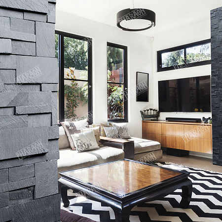 3Д панели из натурального камня. Сланец чёрный (Модерн)