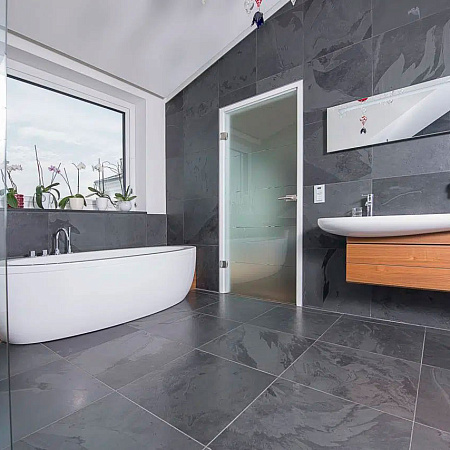 Сланец чёрный (натуральный скол) 300х600 мм.