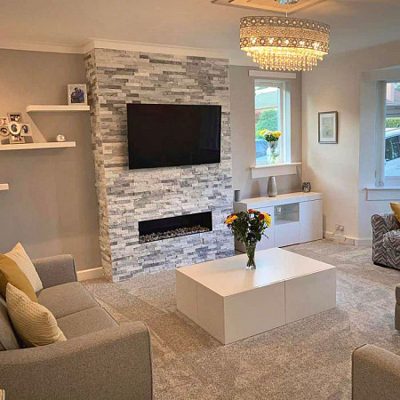 3d панели из натурального камня. Кварцит бело-серый (Классик)