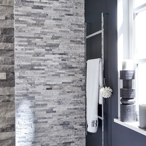 3d панели из натурального камня. Кварцит бело-серый (Классик)