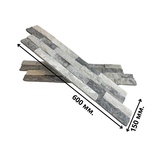 3d панели из натурального камня. Кварцит бело-серый (Неоклассик)