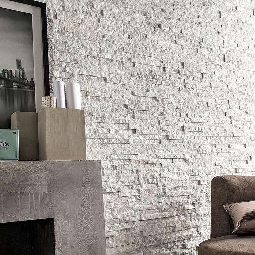 3d панели из натурального камня. Кварцит белый (Классик)